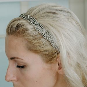 Cream Jeweled elastic headband